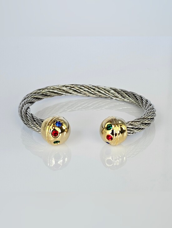 Vintage Jewelry - Twisted Two Tone Stainless Steel Cable Cuff